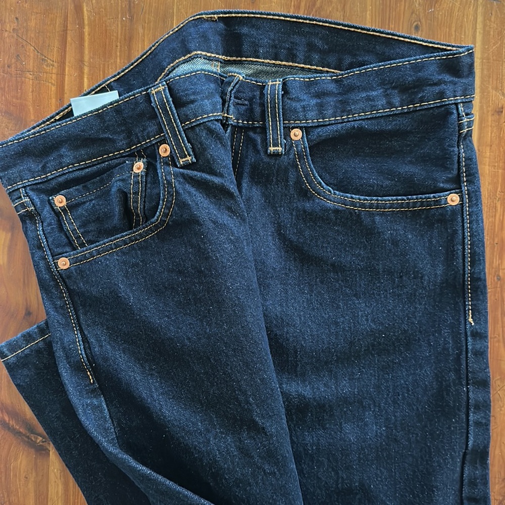 Levi 505 Dark Blue Straight Leg Jeans W33 L30 - Picture 3 of 3